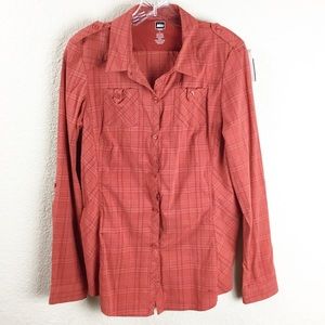 REI Long Sleeve Blouse Top Button Front
